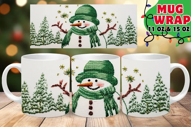 Snowman 3D Embroidered Christmas Bliss 15oz Mug