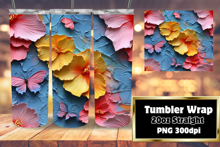 Beautiful Gift: 20oz Tumbler Wrap , 3D Flower