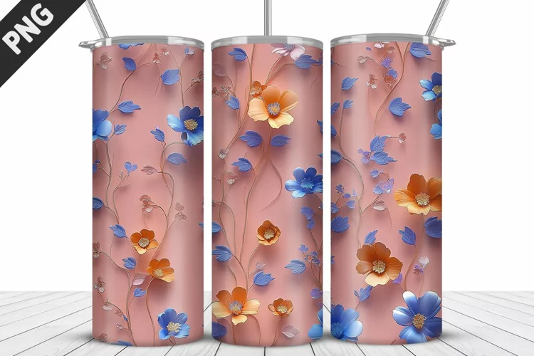 3D Daisy Flowers 20oz Tumbler Wrap | Sublimation Design
