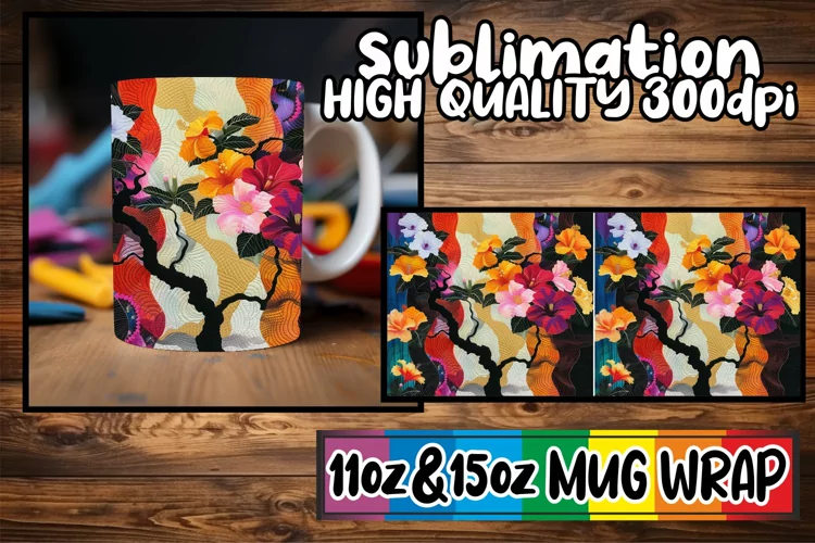 Abstract Floral Celebration Mug Design 11oz/15oz