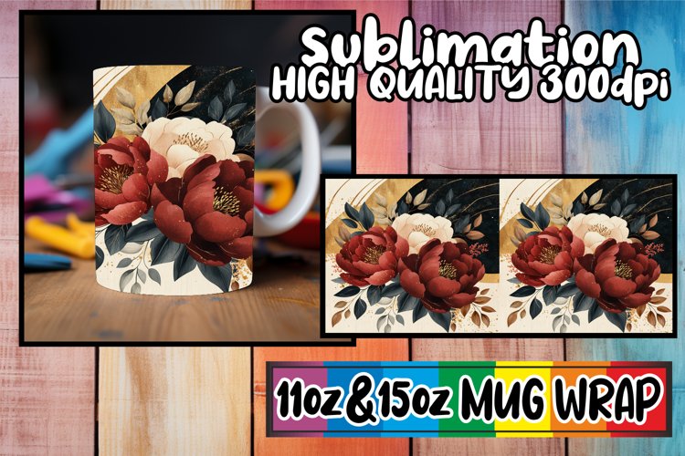 Cozy vibes 11oz 15oz mug wrap, Flower