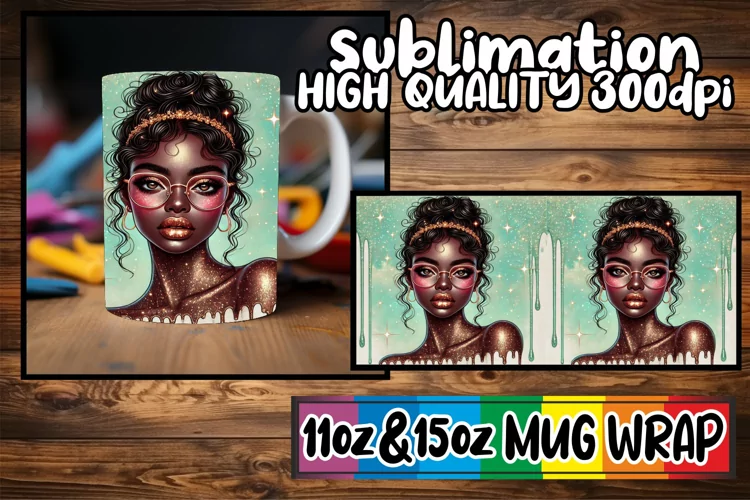Magical mornings 11oz 15oz sublimation wrap, Afro Girl