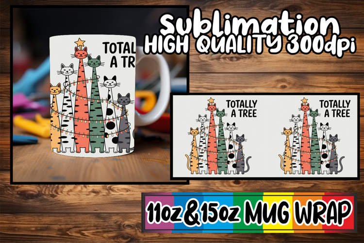 Cheerful heart 11oz 15oz mug wrap, Funny Cat