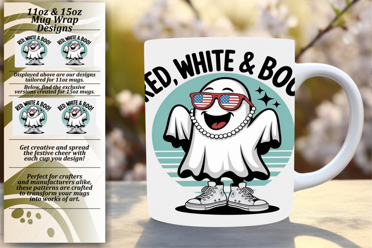 Custom 11oz Mug Wrap Png Design , Funny Ghost