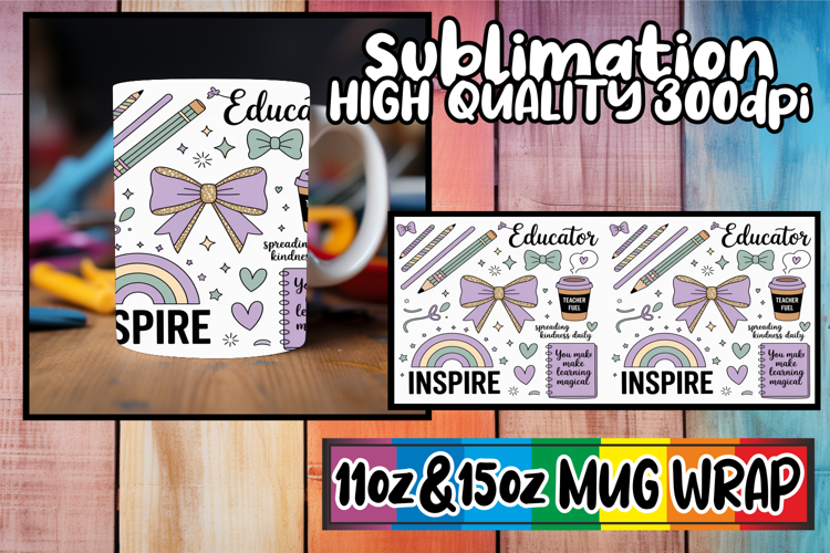 Enchanted reflections 11oz 15oz sublimation wrap, Teacher