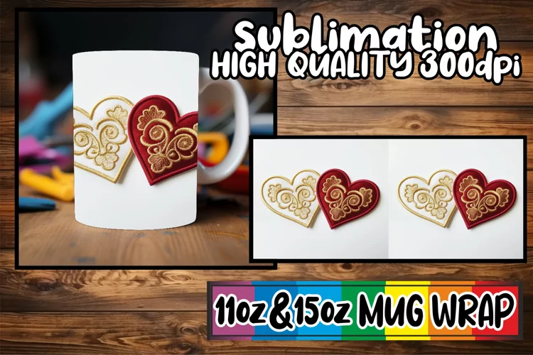 3D Embroidered Love Valentine Mug Wrap - 11oz/15oz