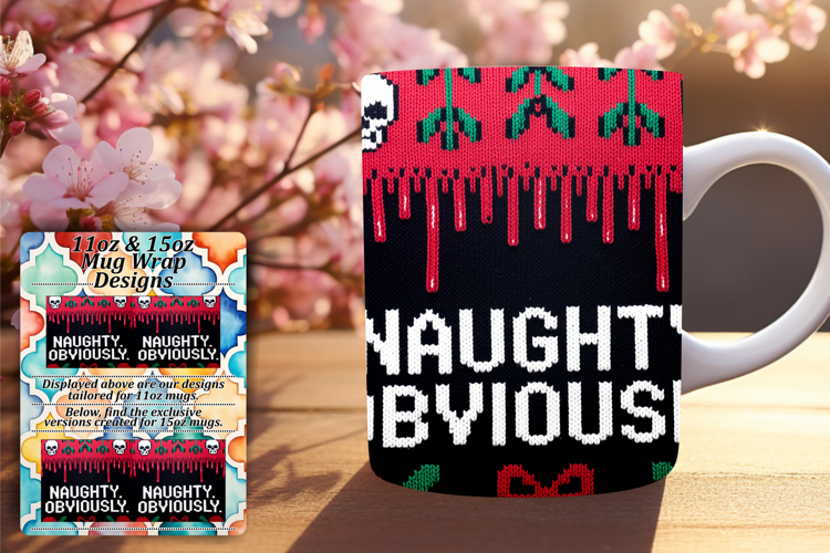 Modern 11oz Mug Wrap Png Template , Holiday