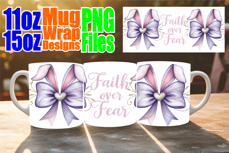 Happy moments sublimation mug wrap, Easter Bow