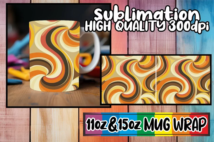 Spring Abstract Wave Mug Wrap Sublimation 11oz 15oz