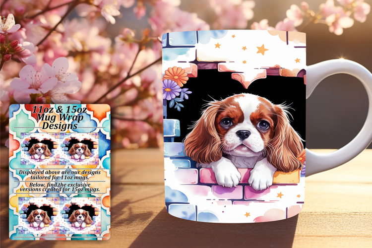 Festive 11oz Mug Wrap Png Artwork , Cute Dog