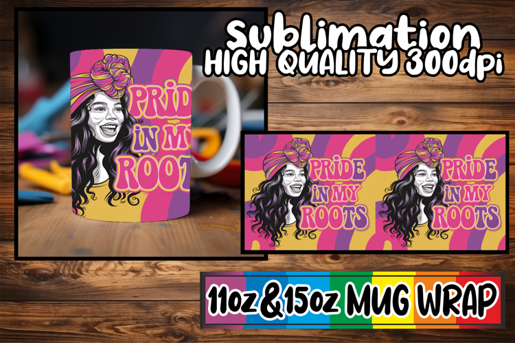 Refreshing moments sublimation mug wrap, Black Woman