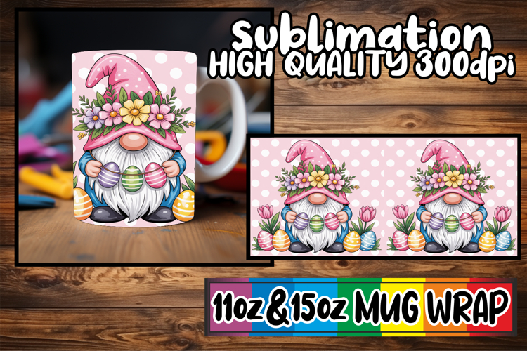 Uplifting moments 11oz 15oz sublimation wrap, Easter Gnomes example image 1