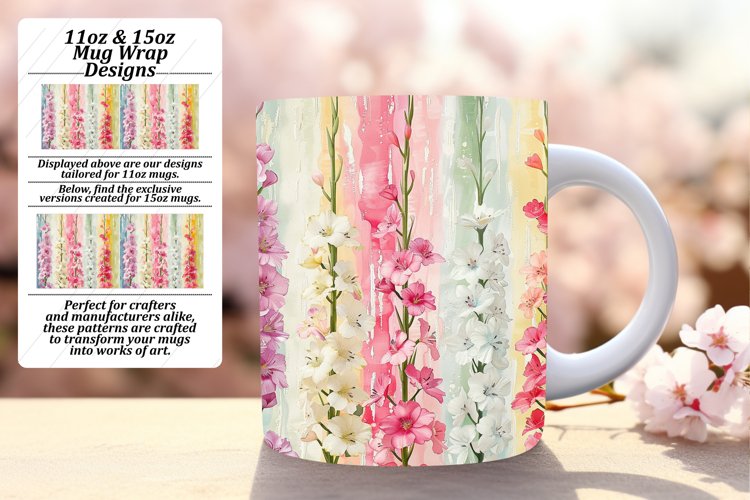 Spring Blossom Stripe Mug Wrap - Colorful Bliss