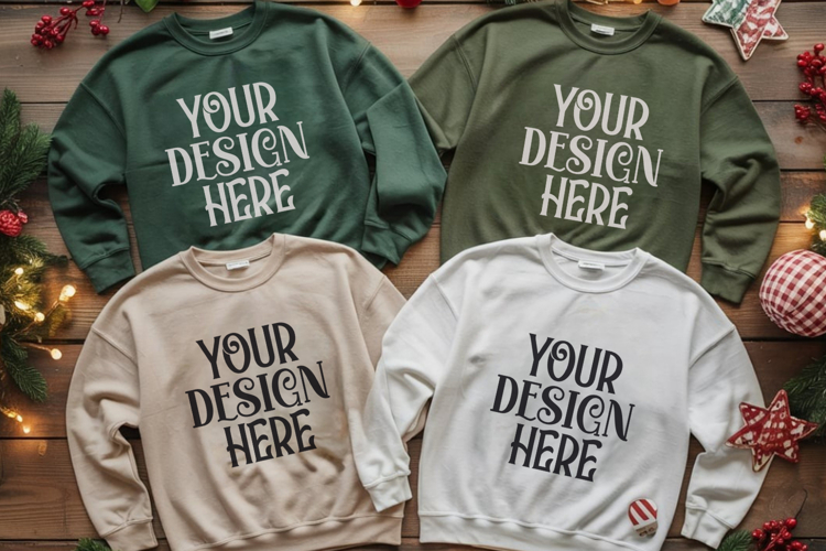 Christmas Family Matching Group Flat Lay Mockup