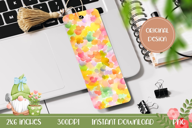 Watercolor Flowers Bookmark, Abstract Bookmark PNG