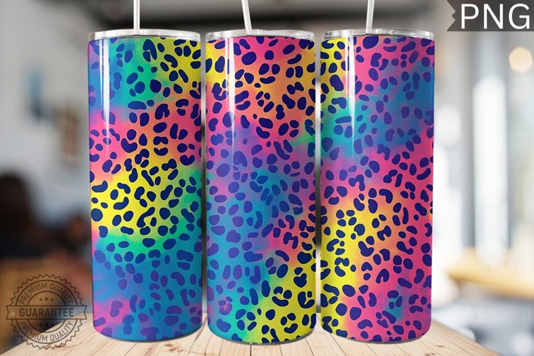 Rainbow Leopard Print Tumbler Wrap - High Quality 300 Dpi