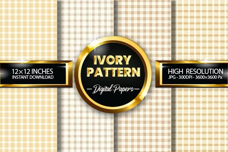 Ivory Pattern Gingham Digital Papers - 04 Variations example image 1