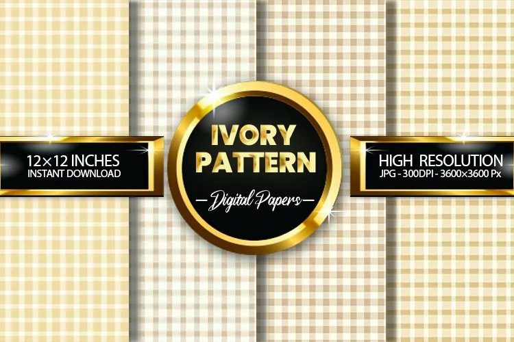 Ivory Pattern Gingham Digital Papers - 04 Variations