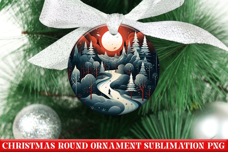 Christmas Round Ornament PNG | Santa | Sublimation | PNG