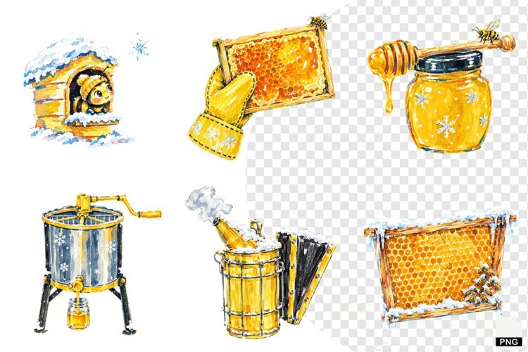 Winter Bees Garden Clipart example image 1