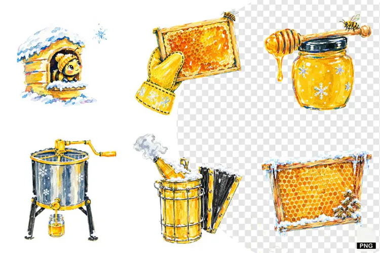Winter Bees Garden Clipart