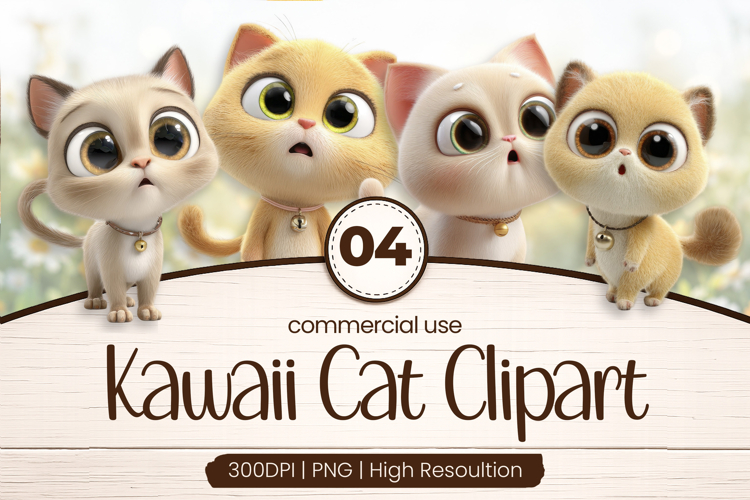 Cute Kawaii Kitten Group Clipart Sublimation PNG
