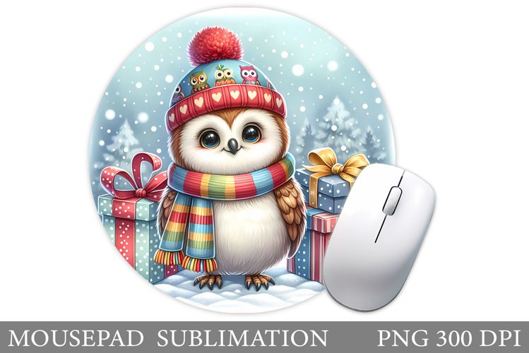 Cute Owl Mouse Pad. Christmas Mouse Pad Design