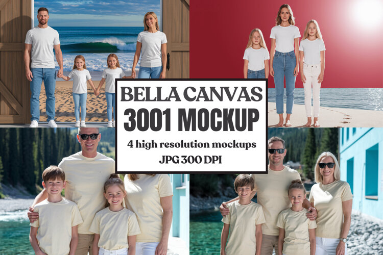 Bella Canvas 3001 Family Group T-Shirt Mockup example image 1