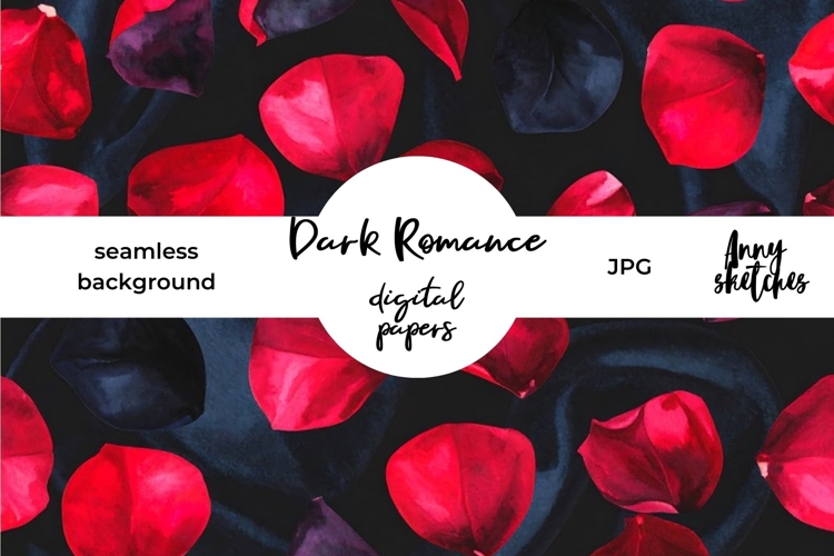 Red Rose Petals Seamless Pattern Black Lace Dark Romance