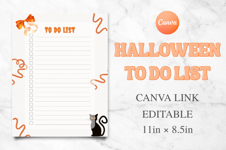 Editable Halloween To-Do List Canva Template, Spooky Planner