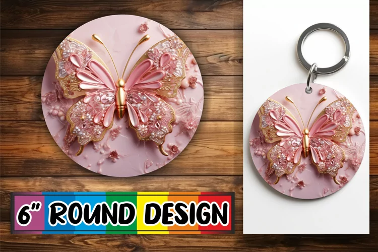 Graceful Butterfly Round Keychain Style