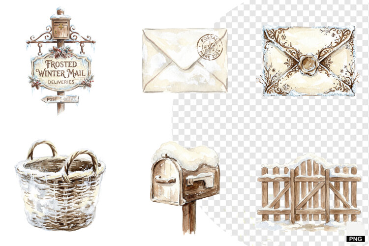 Winter Morning Mailbox Clipart example image 1