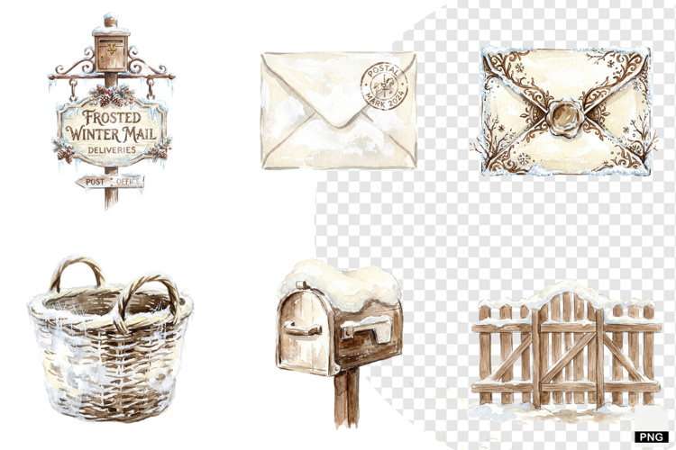 Winter Morning Mailbox Clipart