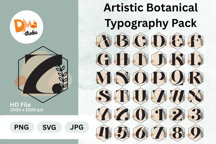 Artistic Botanical Typography Pack Monogram