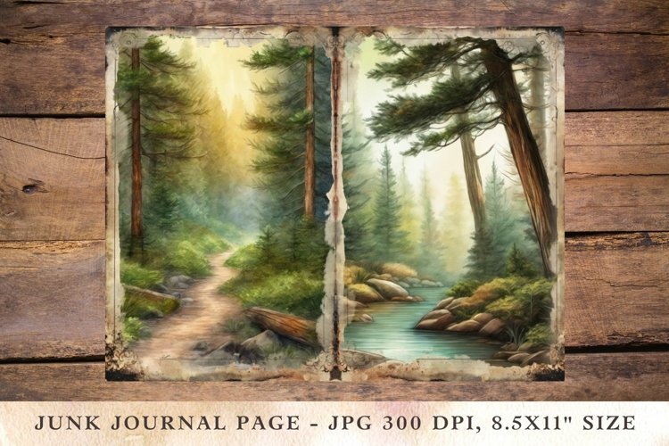 Printable Junk Journal Pages misty forest 12