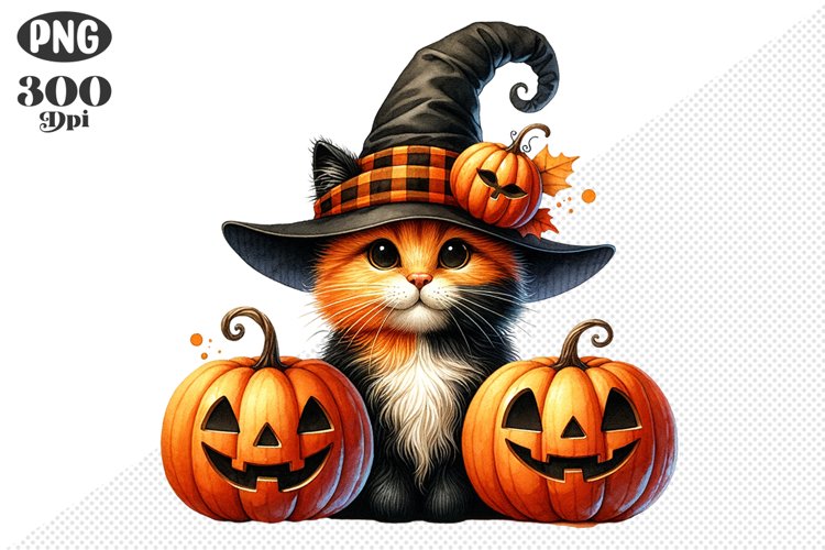 Halloween Cat And Pumpkin Sublimation - Clipart PNG Design
