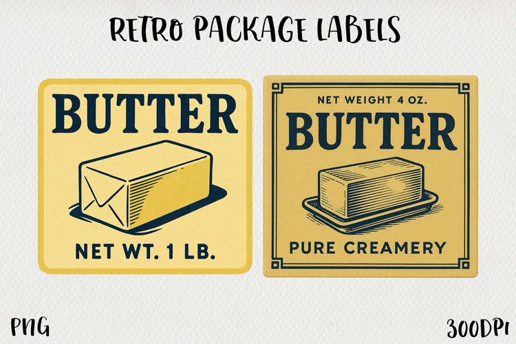 Vintage Food Label PNG Retro Pantry & Packaging Clipart.