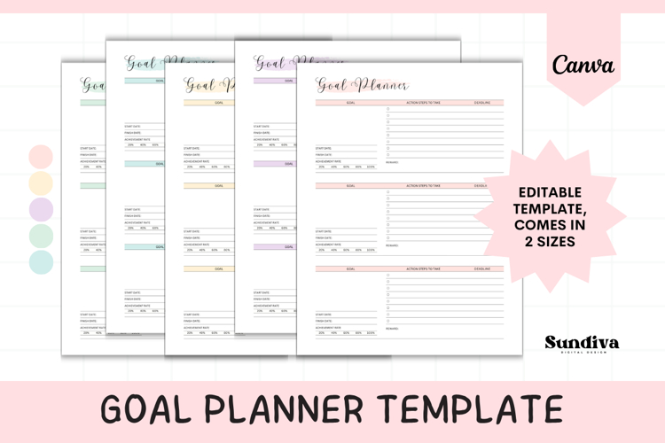 Goal Planner Printable & Editable Template 2