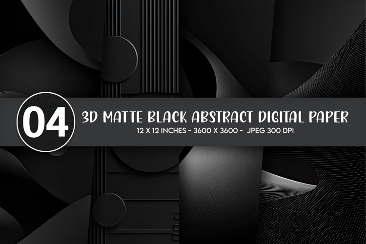 3D Matte Black Abstract Digital Paper example image 1