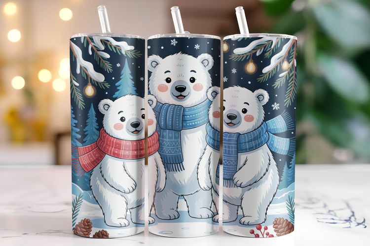 Christmas Bear Tumbler Wrap | Christmas Wrap