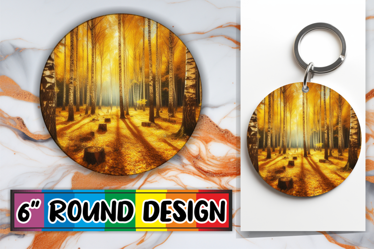 Radiant Circle Sublimation Keychain, Autumn