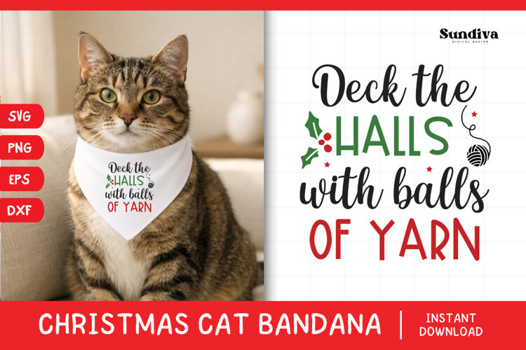 Christmas Cat Bandana Quotes SVG | Balls Of Yarn