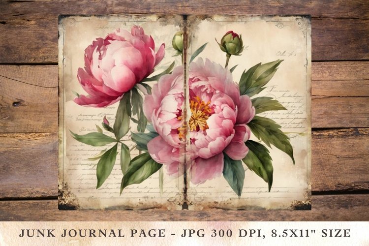 Printable Junk Journal Pages peonies 2
