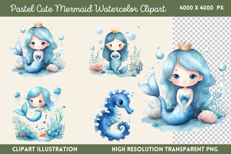 Cute Mermaid Clipart Image 12