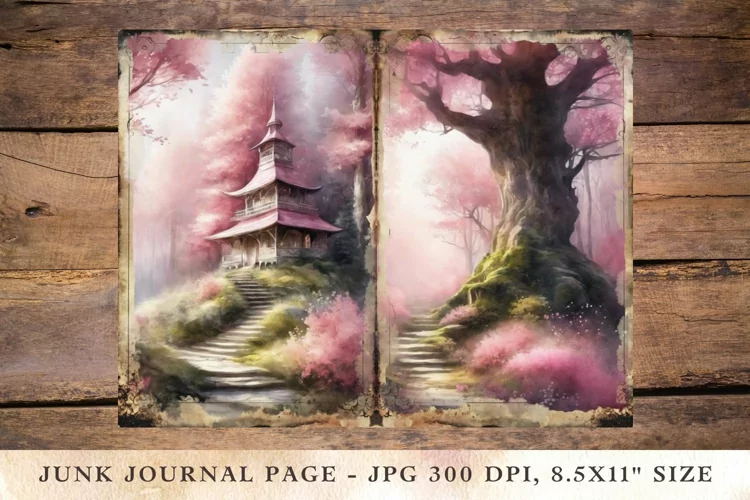 Printable Junk Journal Pages fairy forest 1