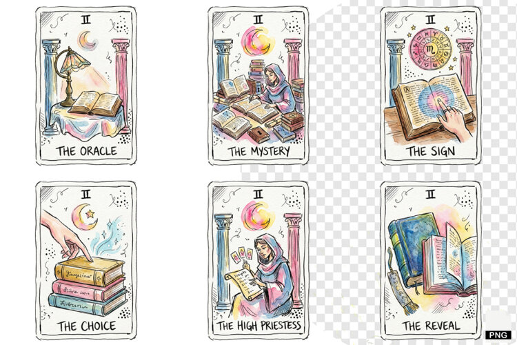 Reading Tarot Cards PNG example image 1