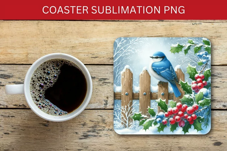 square coaster - hummingbird in the snow
