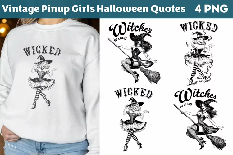 Vintage Pin-up Girls Halloween, Halloween Sublimation