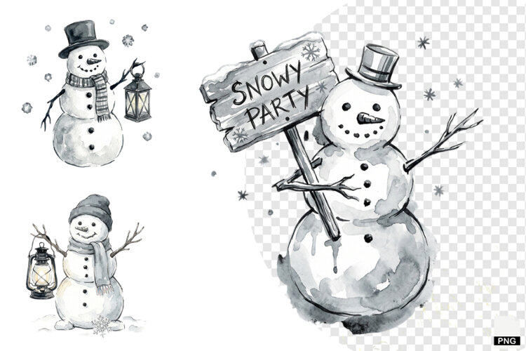 Snowman Party Clipart example image 1