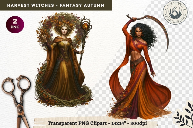 Harvest Witch Clipart Autumn Cottagecore Apothecary PNG RPG